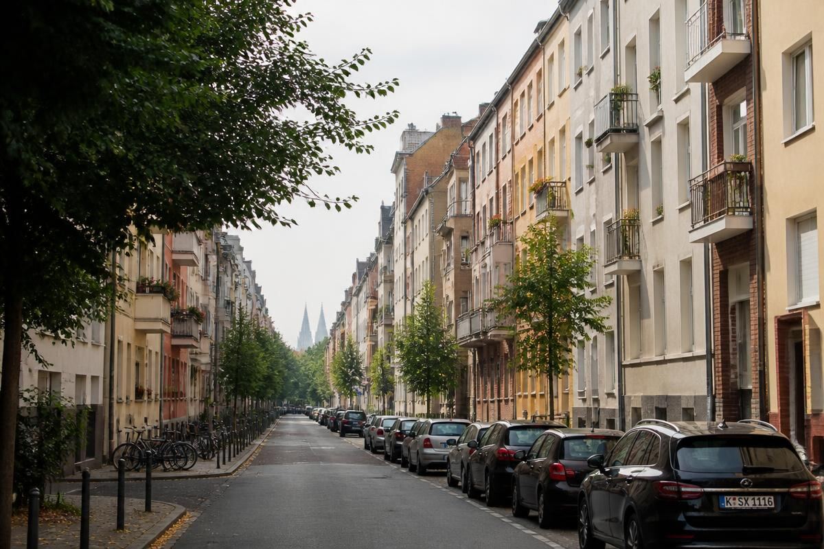 Gründerzeitliche Mehrfamilienhäuser in einer Kölner Wohnstraße